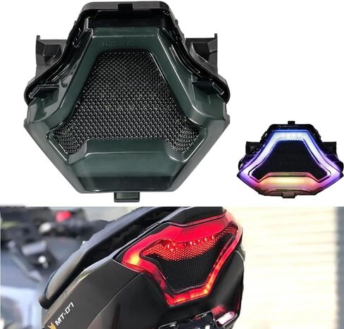 Evomosa دراجة نارية بدوره إشارة الذيل ضوء الفرامل المتكاملة ضوء الخلفية LED المصابيح الخلفية متوافق مع MT07 FZ07 2014-2017/ MT25 MT03 YZF R3 R25 2014-2021 18 19 in Kuwait