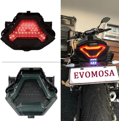 Evomosa دراجة نارية بدوره إشارة الذيل ضوء الفرامل المتكاملة ضوء الخلفية LED المصابيح الخلفية متوافق مع MT07 FZ07 2014-2017/ MT25 MT03 YZF R3 R25 2014-2021 18 19 in Kuwait
