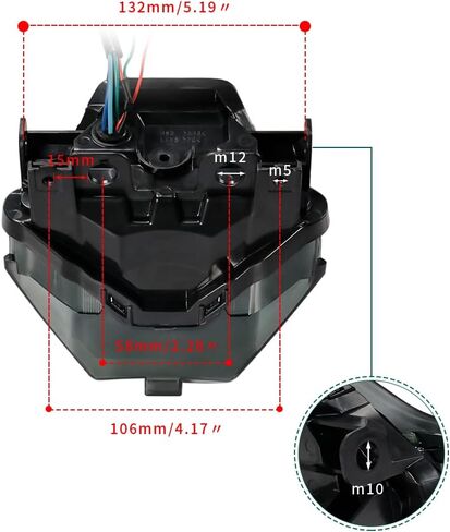 Evomosa دراجة نارية بدوره إشارة الذيل ضوء الفرامل المتكاملة ضوء الخلفية LED المصابيح الخلفية متوافق مع MT07 FZ07 2014-2017/ MT25 MT03 YZF R3 R25 2014-2021 18 19 in Kuwait