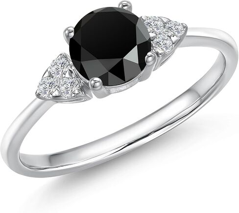 Gem Stone King 14K الذهب الأبيض 6MM جولة جوهرة الأحجار الكريمة وخاتم الخطوبة الماس الأبيض المزروع في المختبر | خاتم وعد الذكرى السنوية للزفاف للنساء | الحجم 5،6،7،8،9 in Saudi Arabia