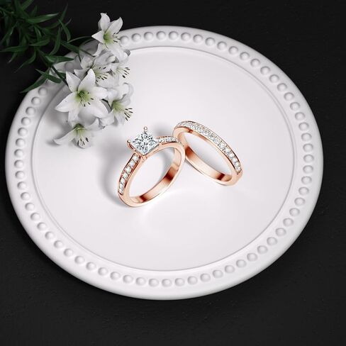 Moissanite Ring Bridal Sets for Women Engagement Ring Wedding Band 2cttw D Color VVS1 Princess Cut 925 Sterling Silver Bridal Sets in Saudi Arabia