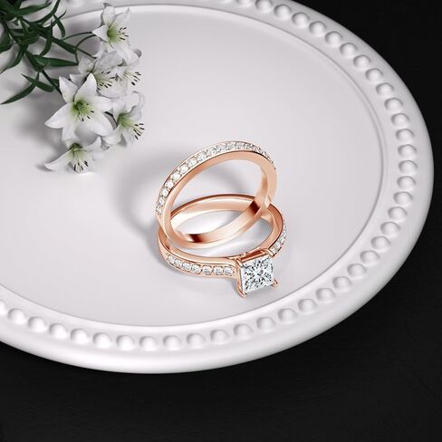 Moissanite Ring Bridal Sets for Women Engagement Ring Wedding Band 2cttw D Color VVS1 Princess Cut 925 Sterling Silver Bridal Sets in Saudi Arabia