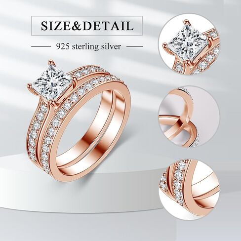 Moissanite Ring Bridal Sets for Women Engagement Ring Wedding Band 2cttw D Color VVS1 Princess Cut 925 Sterling Silver Bridal Sets in Saudi Arabia
