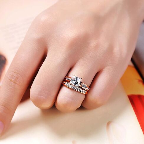 Moissanite Ring Bridal Sets for Women Engagement Ring Wedding Band 2cttw D Color VVS1 Princess Cut 925 Sterling Silver Bridal Sets in Saudi Arabia