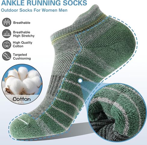 Ankle No Show Running Hiking Athletic Socks Sports Compression Cotton Cushioned Socks 6 Pairs for Women Men in Saudi Arabia