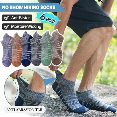 Ankle No Show Running Hiking Athletic Socks Sports Compression Cotton Cushioned Socks 6 Pairs for Women Men in Saudi Arabia