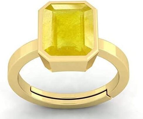 Certified Unheated Untreated 7.25 Carat A+ Quality Natural Yellow Sapphire Pukhraj Gemstone Ring for Women's and Men's By Lab - Certified in Saudi Arabia