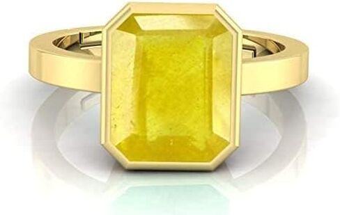Certified Unheated Untreated 7.25 Carat A+ Quality Natural Yellow Sapphire Pukhraj Gemstone Ring for Women's and Men's By Lab - Certified in Saudi Arabia