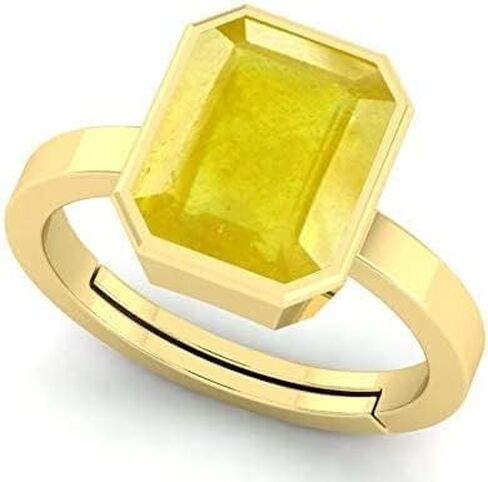 Certified Unheated Untreated 7.25 Carat A+ Quality Natural Yellow Sapphire Pukhraj Gemstone Ring for Women's and Men's By Lab - Certified in Saudi Arabia