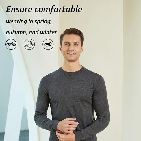 Thermal Underwear Shirts for Men, Merino Wool Base Layer Mens, Ultralight Backpacking Gear in Saudi Arabia
