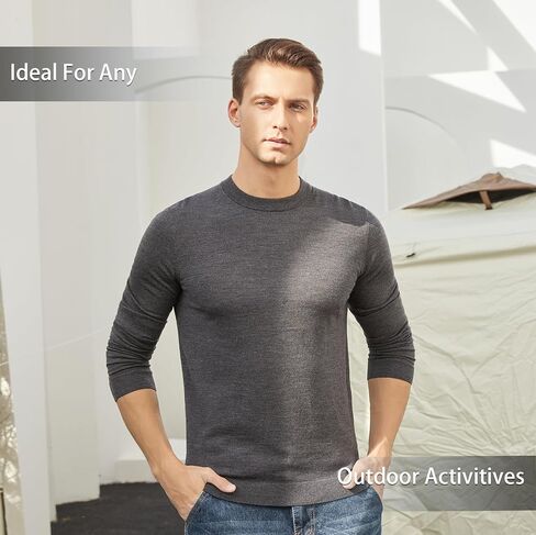Thermal Underwear Shirts for Men, Merino Wool Base Layer Mens, Ultralight Backpacking Gear in Saudi Arabia