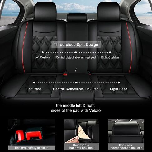 AOMSAZTO Carseat Seat Cover Custom Fit for Hyundai Kona 2018 2019 2020 2021 2022 2023 2024 2025 Faux Leather Car Seat Protector Vehicle Cushion Covers Waterproof Seat Full Set 5 Seats Black&Gray in Saudi Arabia