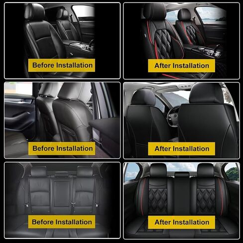 AOMSAZTO Carseat Seat Cover Custom Fit for Hyundai Kona 2018 2019 2020 2021 2022 2023 2024 2025 Faux Leather Car Seat Protector Vehicle Cushion Covers Waterproof Seat Full Set 5 Seats Black&Gray in Saudi Arabia