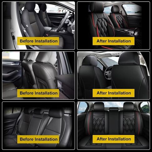 AOMSAZTO Carseat Seat Cover Custom Fit for Hyundai Kona 2018 2019 2020 2021 2022 2023 2024 2025 Faux Leather Car Seat Protector Vehicle Cushion Covers Waterproof Seat Full Set 5 Seats Black&Gray in Saudi Arabia