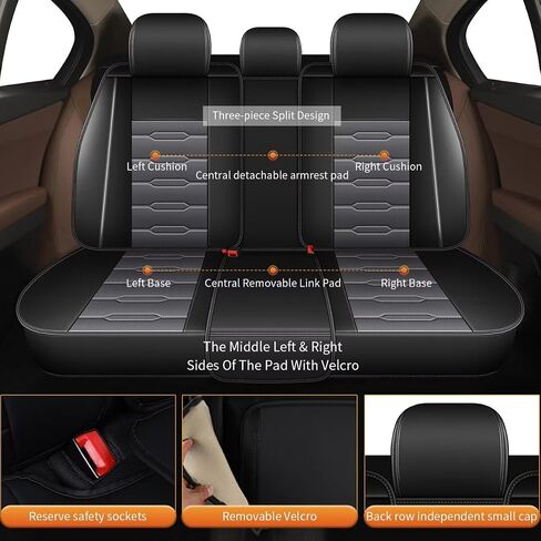AOMSAZTO Carseat Seat Cover Custom Fit for Hyundai Kona 2018 2019 2020 2021 2022 2023 2024 2025 Faux Leather Car Seat Protector Vehicle Cushion Covers Waterproof Seat Full Set 5 Seats Black&Gray in Saudi Arabia