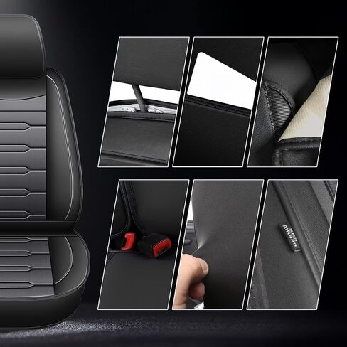 AOMSAZTO Carseat Seat Cover Custom Fit for Hyundai Kona 2018 2019 2020 2021 2022 2023 2024 2025 Faux Leather Car Seat Protector Vehicle Cushion Covers Waterproof Seat Full Set 5 Seats Black&Gray in Saudi Arabia