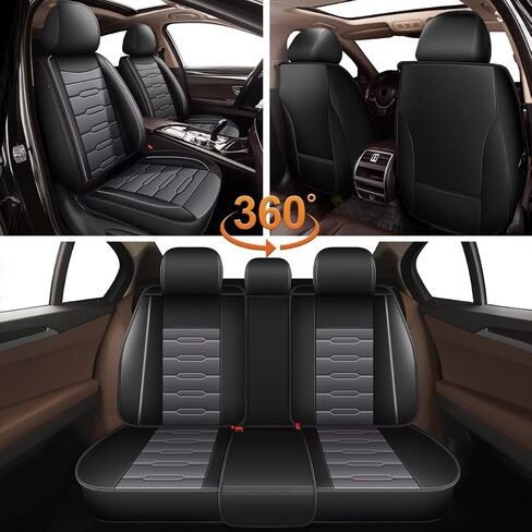 AOMSAZTO Carseat Seat Cover Custom Fit for Hyundai Kona 2018 2019 2020 2021 2022 2023 2024 2025 Faux Leather Car Seat Protector Vehicle Cushion Covers Waterproof Seat Full Set 5 Seats Black&Gray in Saudi Arabia
