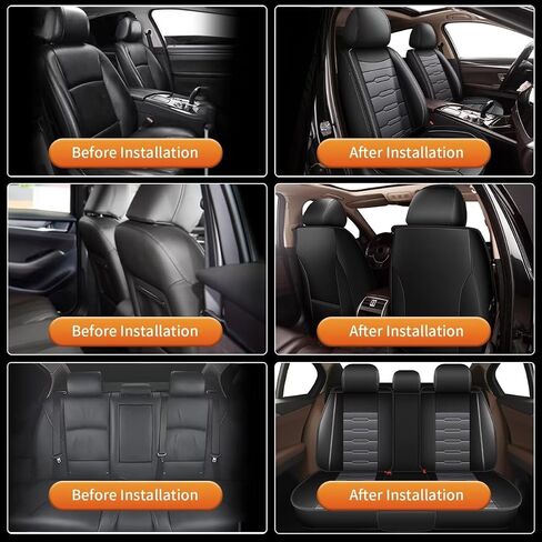 AOMSAZTO Carseat Seat Cover Custom Fit for Hyundai Kona 2018 2019 2020 2021 2022 2023 2024 2025 Faux Leather Car Seat Protector Vehicle Cushion Covers Waterproof Seat Full Set 5 Seats Black&Gray in Saudi Arabia