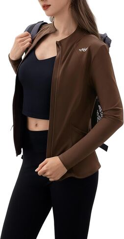 Angel season Womens Zip Up Jackets Mock Lightweight Fitted Turtleneck Cold Weather Athletic Workout Clothes with Pockets in Kuwait