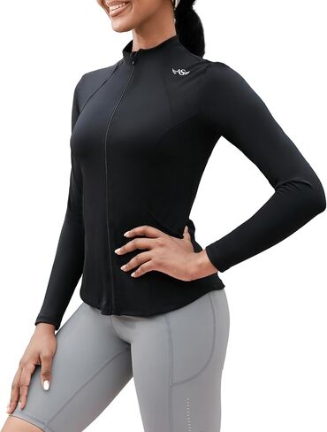 Angel season Womens Zip Up Jackets Mock Lightweight Fitted Turtleneck Cold Weather Athletic Workout Clothes with Pockets in Kuwait