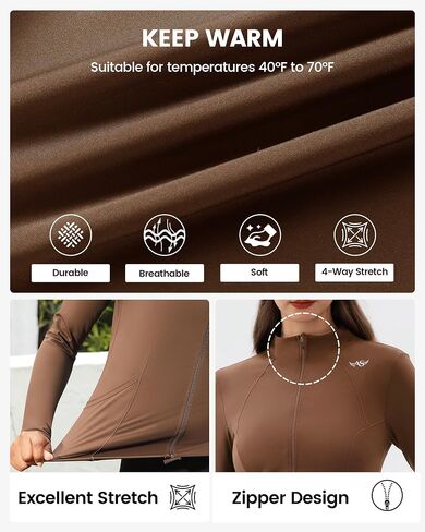 Angel season Womens Zip Up Jackets Mock Lightweight Fitted Turtleneck Cold Weather Athletic Workout Clothes with Pockets in Kuwait