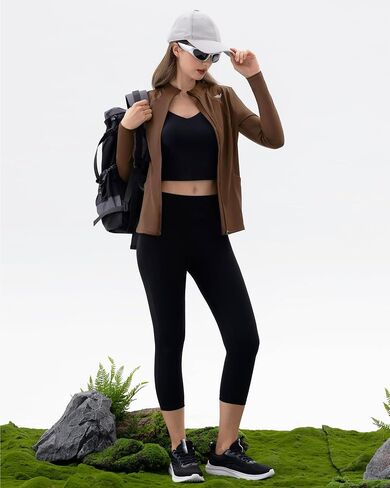 Angel season Womens Zip Up Jackets Mock Lightweight Fitted Turtleneck Cold Weather Athletic Workout Clothes with Pockets in Kuwait
