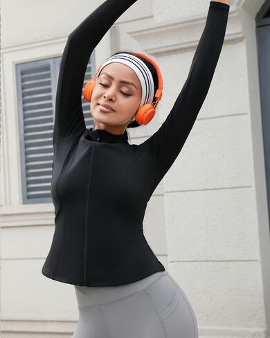 Angel season Womens Zip Up Jackets Mock Lightweight Fitted Turtleneck Cold Weather Athletic Workout Clothes with Pockets in Kuwait