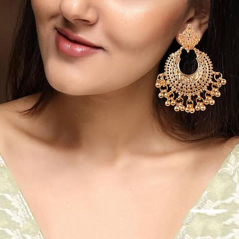 أقراط مصممة من Touchstone Indian Bollywood Desire Tribal Boho Chic Moon Chandbaali للنساء. in Kuwait