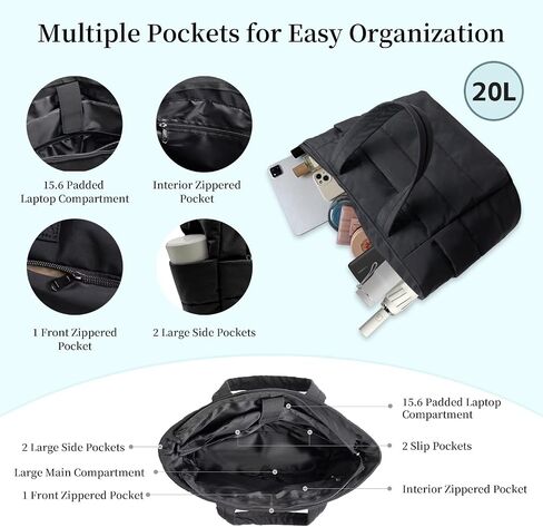 Tote Bag for Women-Nurse bags Lightweight Puffy Tote Bag with Compartments-Quilted Shoulder Bag for Travel, Work in Kuwait