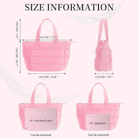 Tote Bag for Women-Nurse bags Lightweight Puffy Tote Bag with Compartments-Quilted Shoulder Bag for Travel, Work in Kuwait