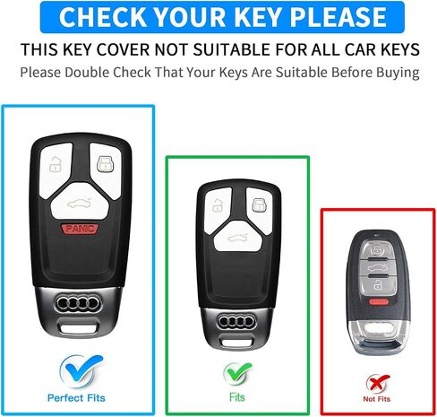 QBUC for Audi Key Fob Cover with Keychain,for Audi Key Cover Fit for Audi A4 Q7 Q5 TT A3 A6 SQ5 R8 S5 Smart Key (Black-A) in Kuwait