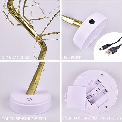 Christmas Tree with Fairy Lights 108-LED, Battery/USB Operated, DIY Artificial Bonsai Light Tree Lamp Decoration for Gift Home Wedding Holiday (108 Led-Naked Lamp-Warm White) in Saudi Arabia