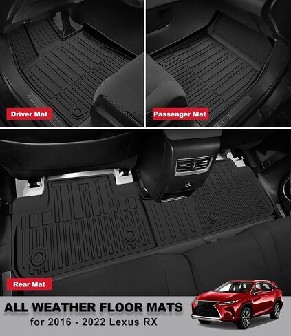Original 2016-2022 RX Floor Mats and Cargo Liner for Lexus RX/RX350/RX450h (Not Fit L Model with 3rd Row Seating) - Custom Fit TPE All Weather Floor Liners and Trunk Mat for Lexus RX 2016-2022 in Saudi Arabia