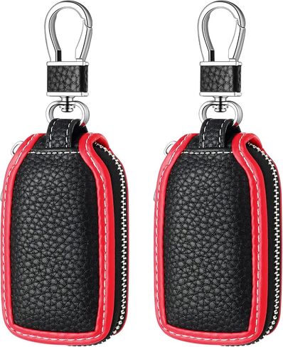 2 Pieces Leather Car Key Chain Case Holder Auto Key Fob Holder Smart Protector Cover (Brown) in Saudi Arabia