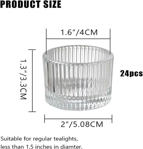 Clear Tealight Candle Holder Set of 24,Glass Votive Candle Holders, Decorative Round Ribbed Candle Holders for Home Decor (Clear) in Saudi Arabia