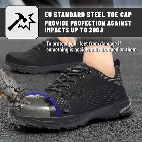 Steel Toe Shoes for Men Women Work Safety Shoes Comfortable Lightweight Puncture Proof Slip Resistant Indestructible Warehouse Industry Construction Shoes in Saudi Arabia