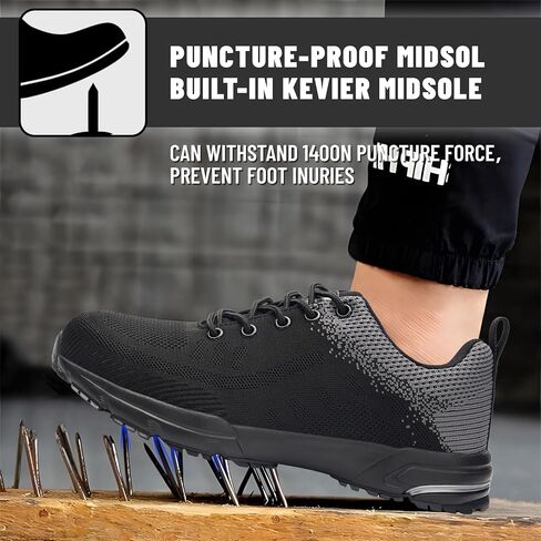 Steel Toe Shoes for Men Women Work Safety Shoes Comfortable Lightweight Puncture Proof Slip Resistant Indestructible Warehouse Industry Construction Shoes in Kuwait