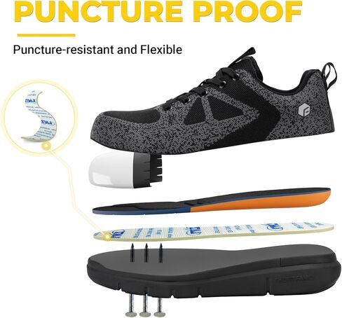 أحذية FitVille الرجالية ذات المقدمة الفولاذية ذات مقدمة مركبة واسعة للرجال مقاومة للثقب in Kuwait