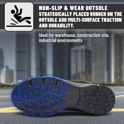Steel Toe Shoes for Men Women Work Safety Shoes Comfortable Lightweight Puncture Proof Slip Resistant Indestructible Warehouse Industry Construction Shoes in Kuwait