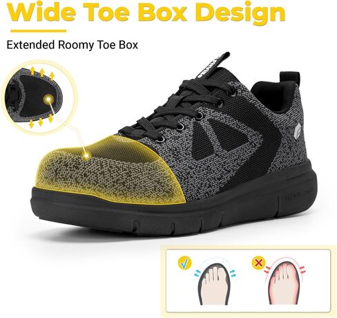 أحذية FitVille الرجالية ذات المقدمة الفولاذية ذات مقدمة مركبة واسعة للرجال مقاومة للثقب in Kuwait