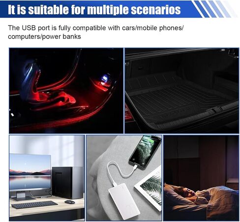 2PCS Mini USB LED Car Interior Atmosphere Lamp, 8 Colors RGB Portable LED Light Plug-in USB Decor Night Light, Adjustable Brightness Car Ambient Lighting for Laptop Keyboard Office Home (1PC) in Kuwait