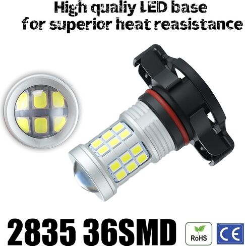 Super Bright 3000lm 2504,PSX24W,12276 LED Fog Lights Bulbs DRL High Power 2835 Chips with Projector Lens Replacement for Cars Trucks, 6000K Xenon White in Kuwait