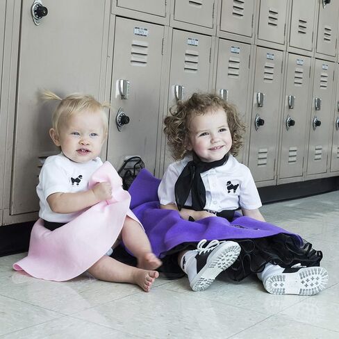 Hip Hop 50's Shop 1950s Toddler Poodle Skirt with Scarf, Bobby Socks, and Glasses, 4 Piece Halloween Pretend Play Costume Set in Kuwait