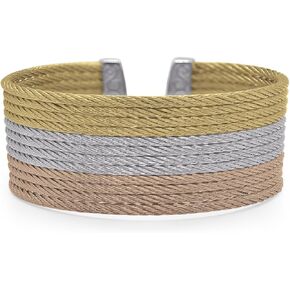 Alor Cable Cuff Essentials 12 Row Cuff - Stainless Steel Cuff Bracelets for Woman - Brazaletes para Mujer - Women's Cuff Bracelets (Carnation, Grey & Yellow)