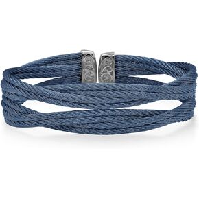 Alor Cable Entwine Cuff - Stainless Steel Cuff Bracelets for Woman - Brazaletes para Mujer - Women's Cuff Bracelets (Blueberry)