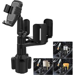 Magnetic Phone Cup Holder, Cell Phone Car Mount with Expandable Base, Drink Cup Holder Expander Phone Seat Stand Fits All Smartphones and Most Bottles