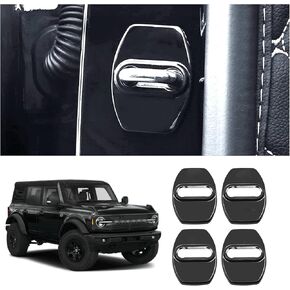 Fit 6PCS Bronc Sport 2021 2022 2023 Lock Latchs Cover Stainless Steel Door Arm Protection Cover Trim Interior Accessories for Ford Bronco 2 and 4 Door Type Decoration(Titanium Black)