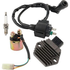 WFLNHB Starter Solenoid Relay and Ignition Coil and Voltage Regulator Rectifier Replacement for Honda Rancher 350 TRX350FE TRX350FM TRX350TE TRX350TM 2000-2006 Foreman 450 TRX450ES 1998-2001