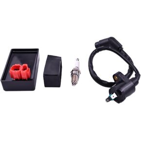 JEENDA Igniter CDI BOX & Ignition Coil Spark Plug 30410-HM3-003 DR8ES-L 30510-HC4-000 Compatible with Honda 1993-2006 TRX300EX 300EX