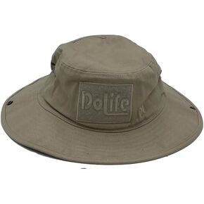 Bucket Hat Boonie Hat Drawstring Adjustable Hook and Loop Patch Hat One Size for Men or Women Tan